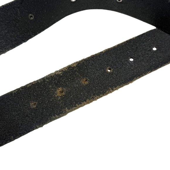 Vintage Dark Brown/Black Leather Silver Concho Belt - Picture 9 of 11